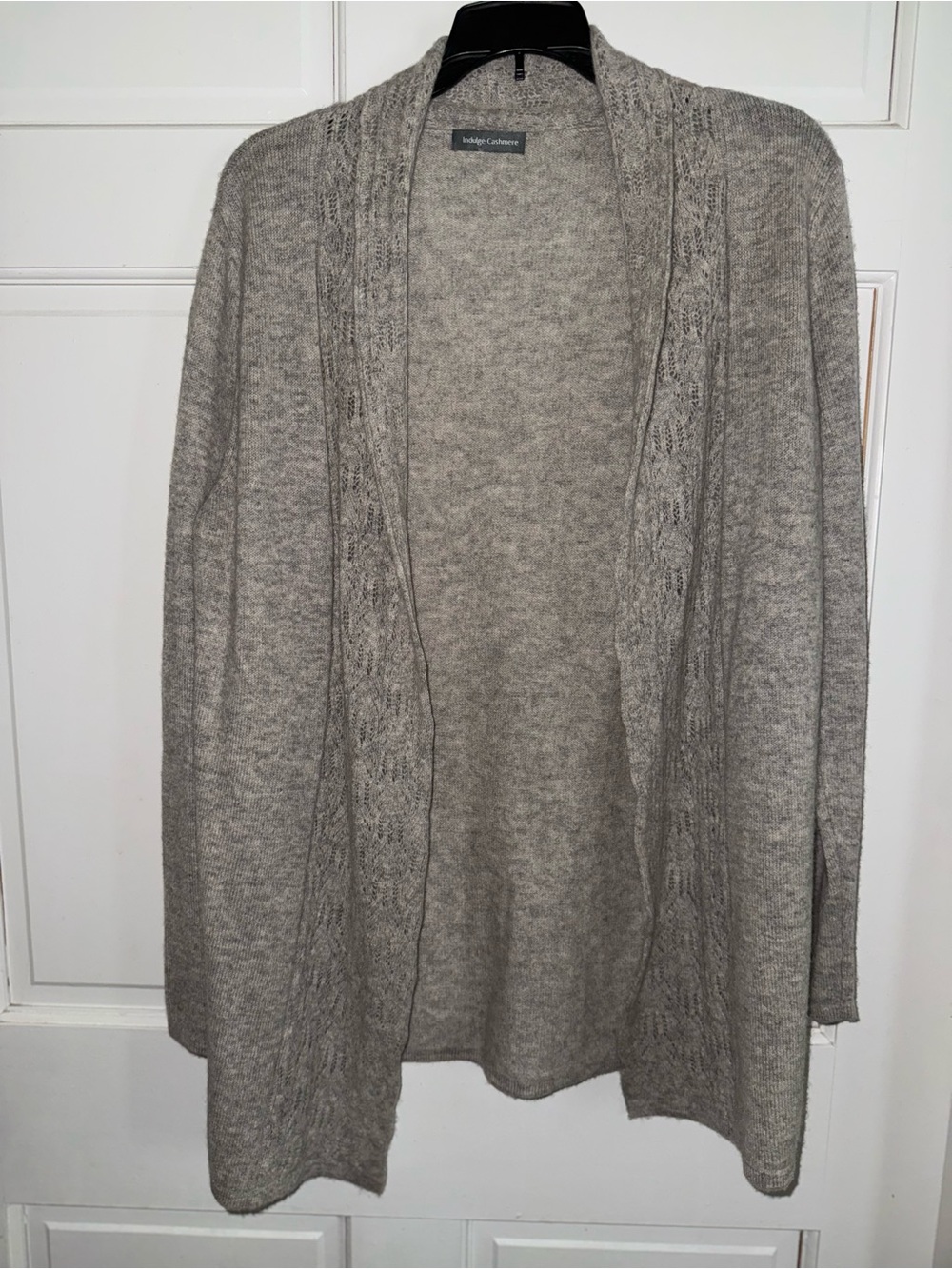 indulge cashmere Heathered Taupe Gray Open-Front Cardigan